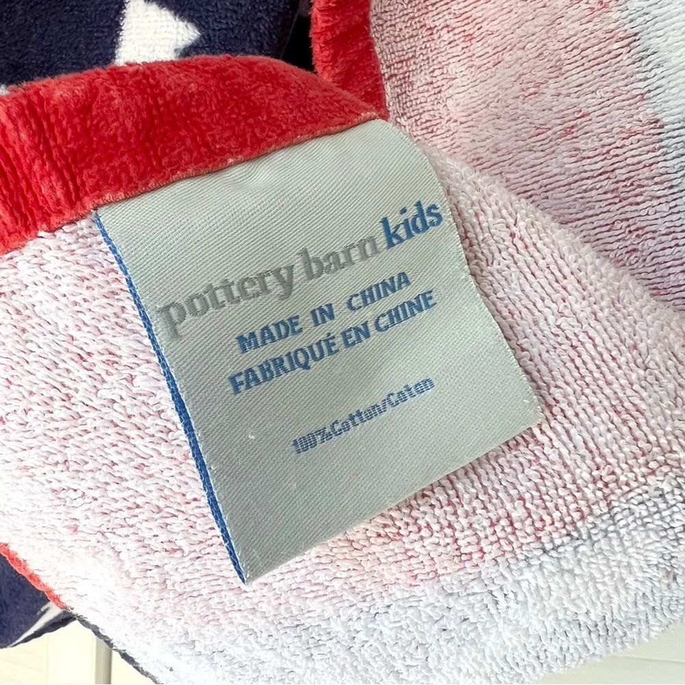 💙⚓️❤️ Pottery Barn Kids Anchor Baby Hooded Beach Bath Towel Red White Navy Blue